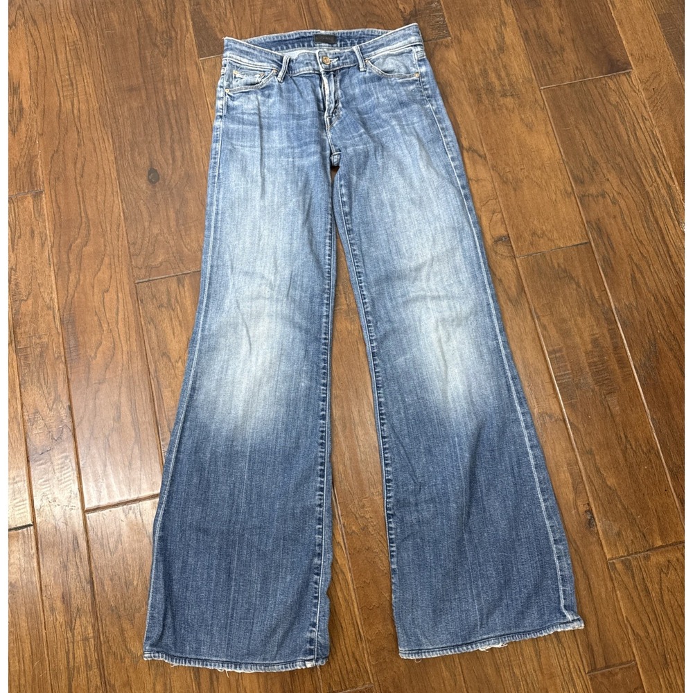 Mother Jeans The Wilder Low Rise Wide Leg Medium Kitty 26 Distressed Baggy Flare